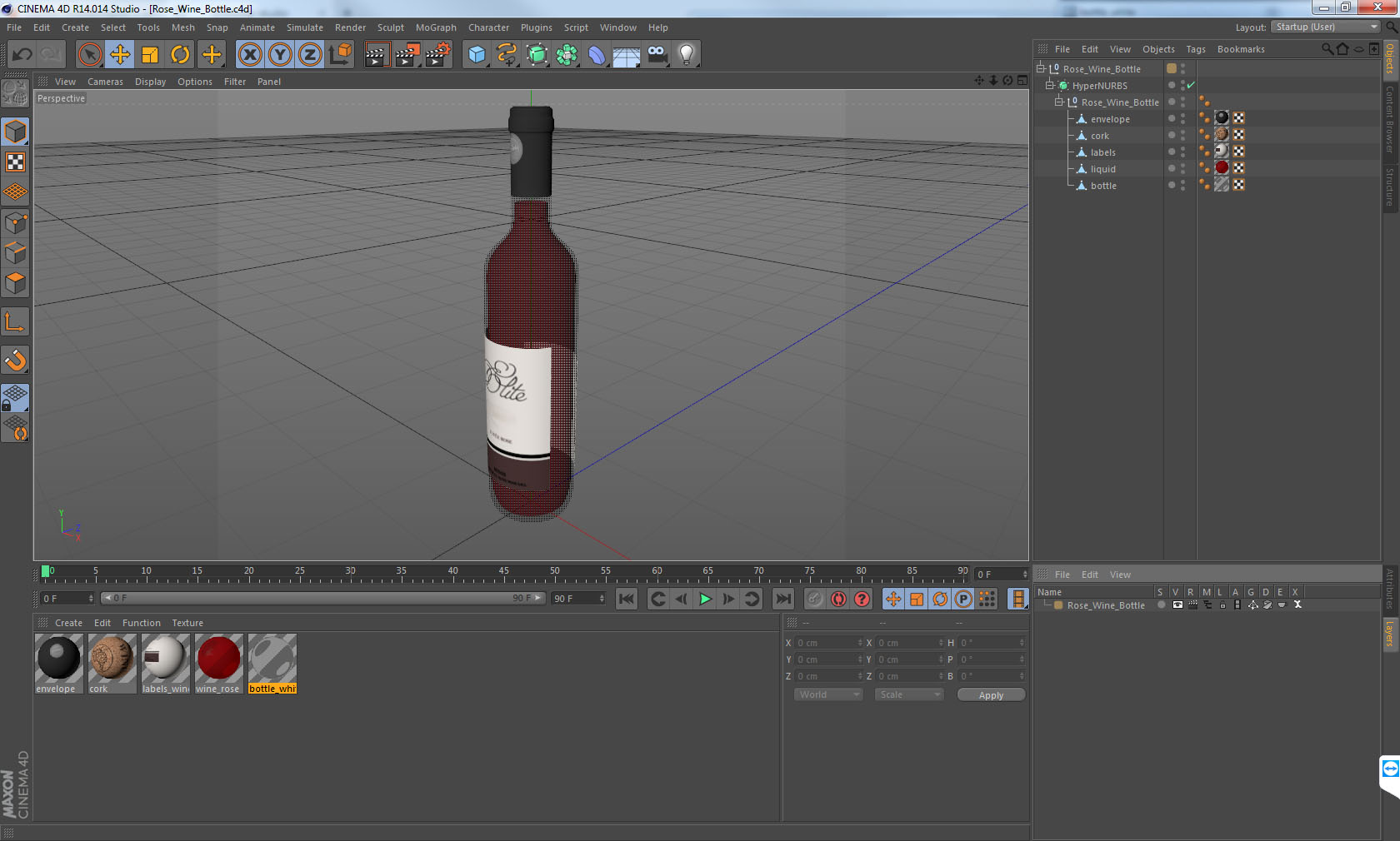 3D Rose Wine Bottle