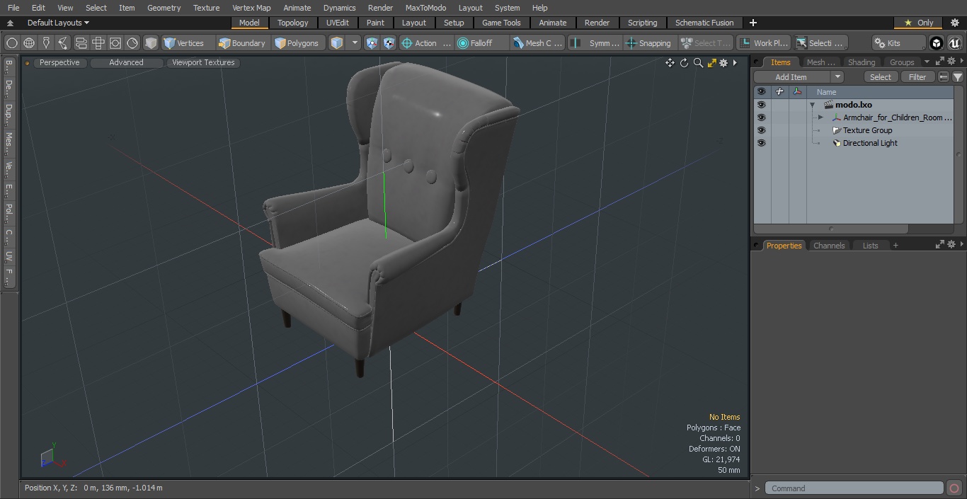 3D Armchair for Children Room IKEA STRANDMON Grey