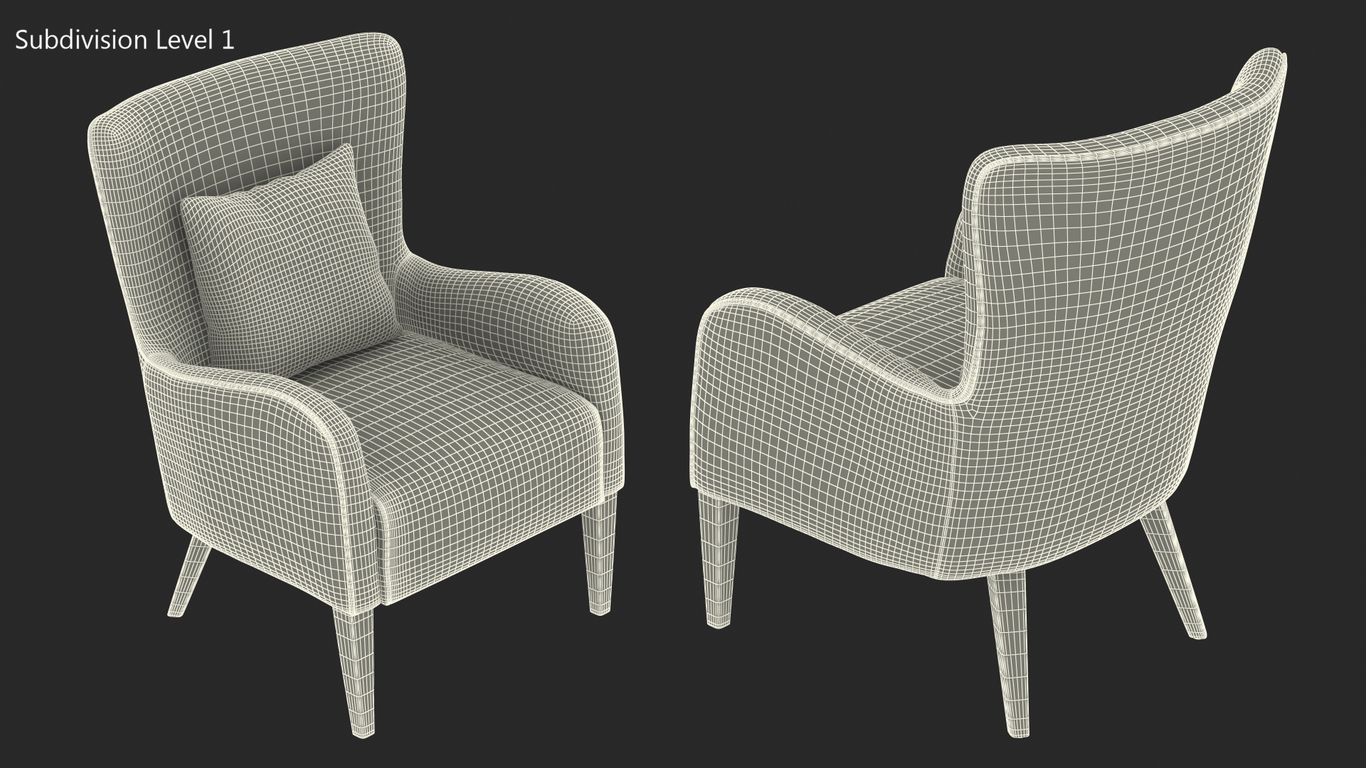 3D model Turquoise Armchair with Curved Arms