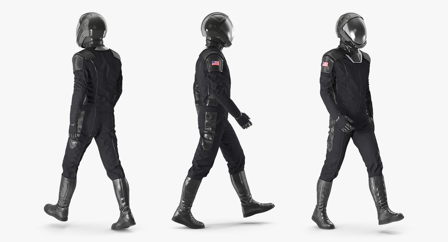 Sci Fi Astronaut Suit Black Rigged 3D model