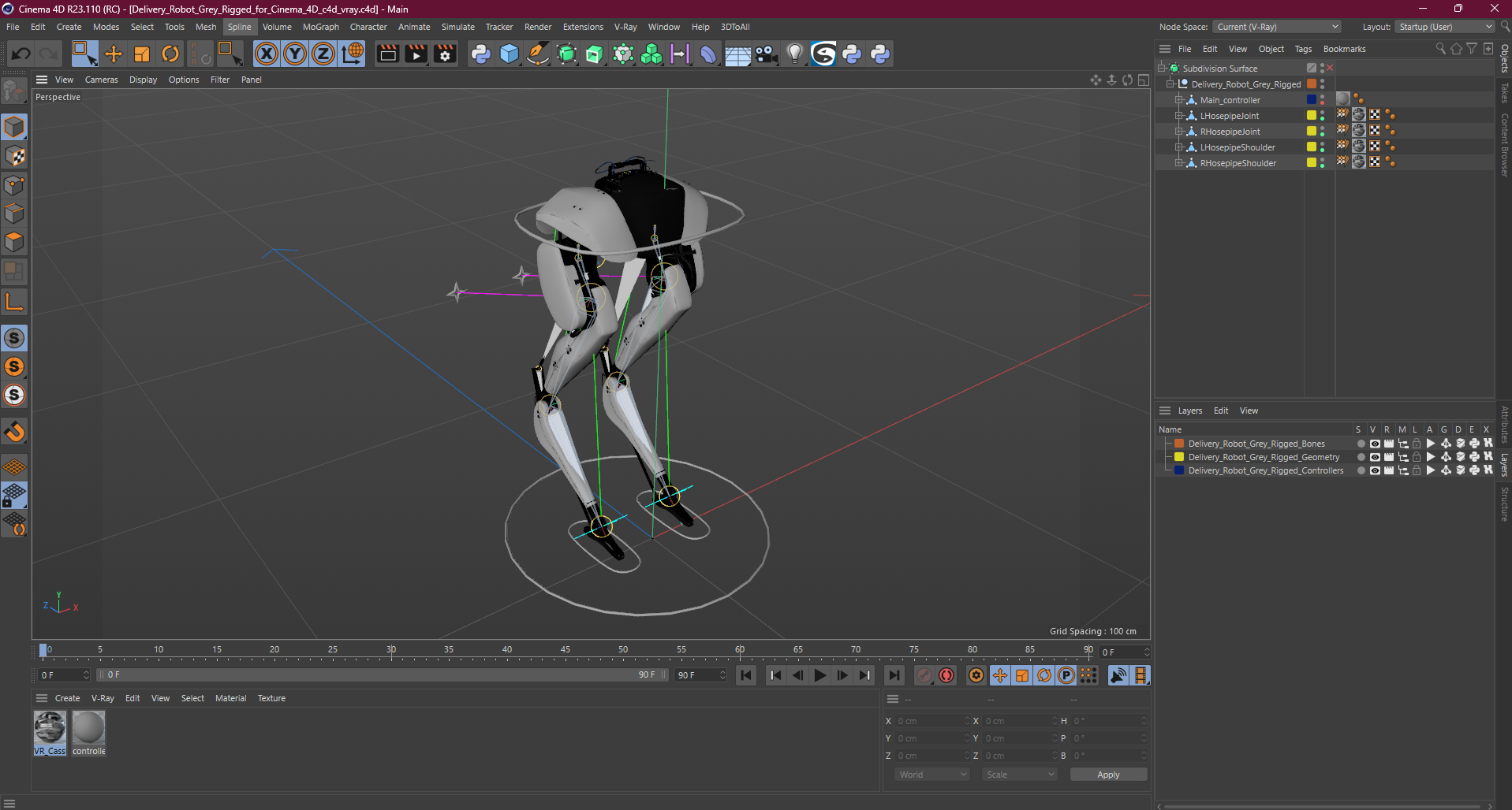 3D model Delivery Robot Grey Rigged for Cinema 4D