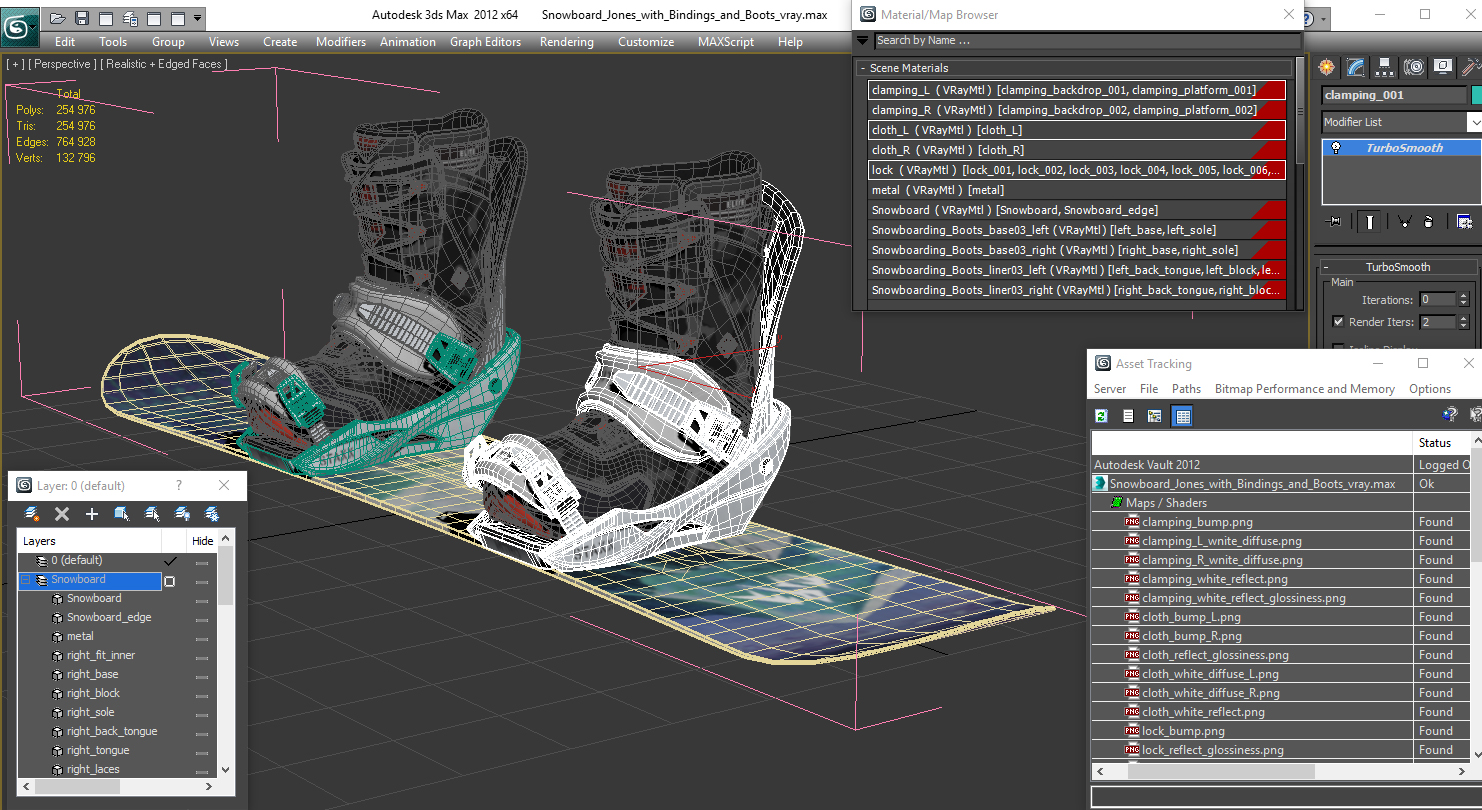 Snowboard Jones with Bindings and Boots 3D model