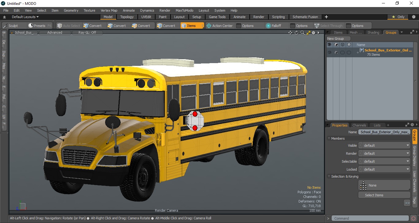 School Bus Exterior Only 3D model