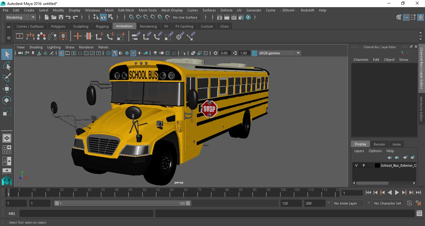 School Bus Exterior Only 3D model