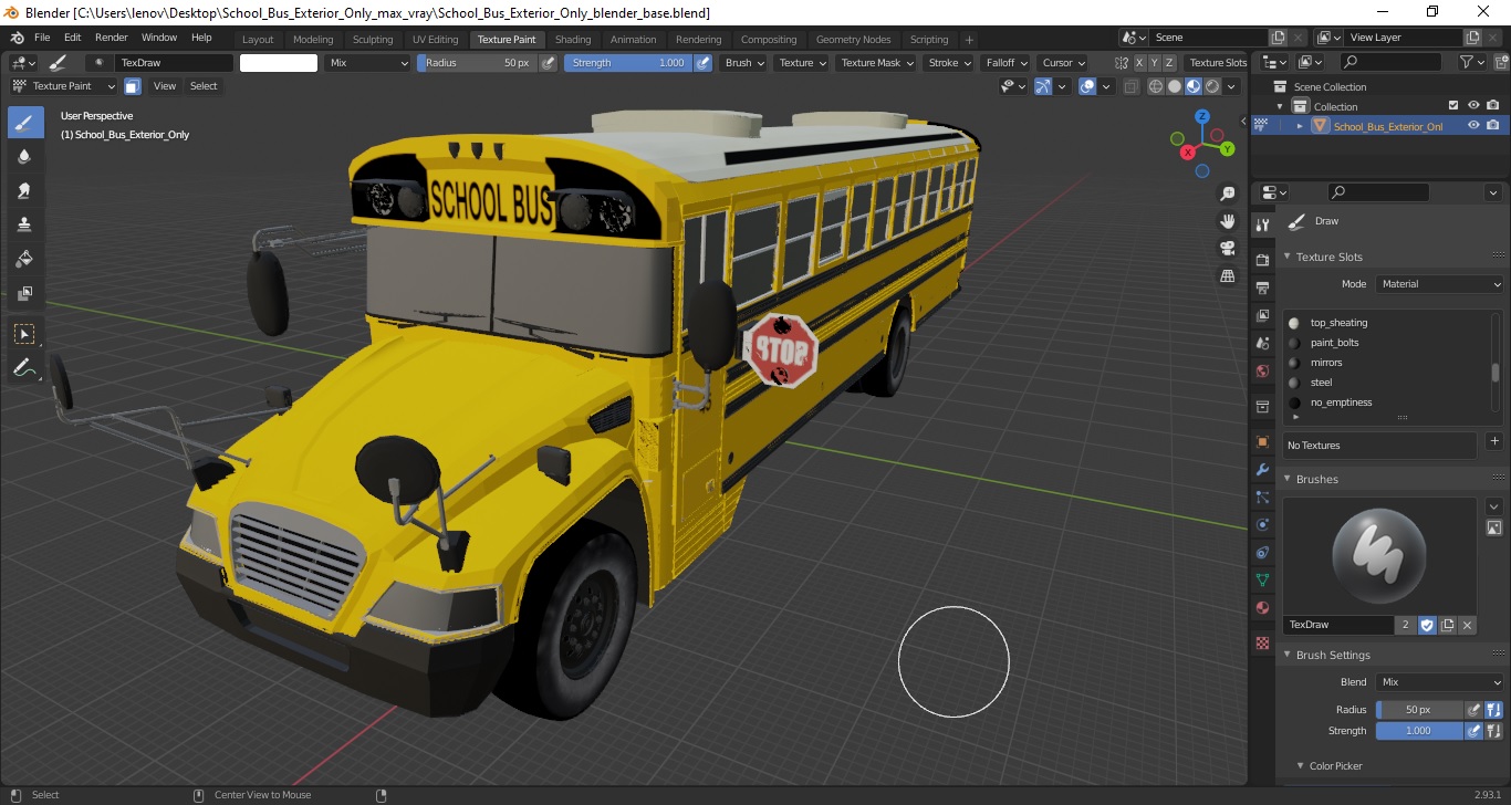 School Bus Exterior Only 3D model