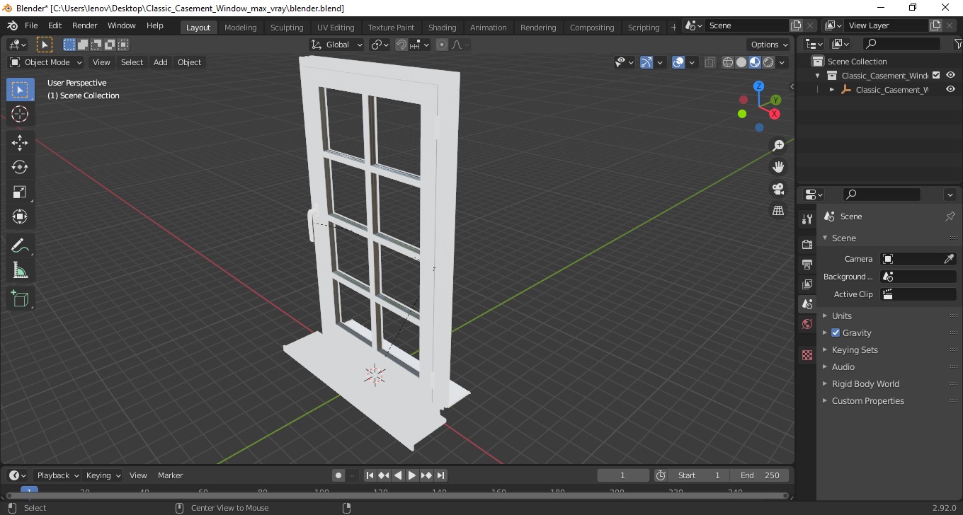 3D Classic Casement Window model