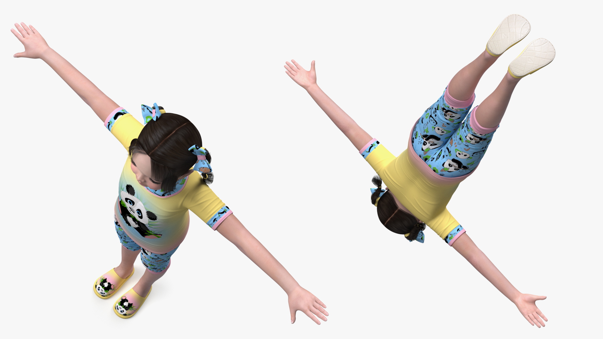 Asian Girl Baby in Pajamas Rigged for Cinema 4D 3D