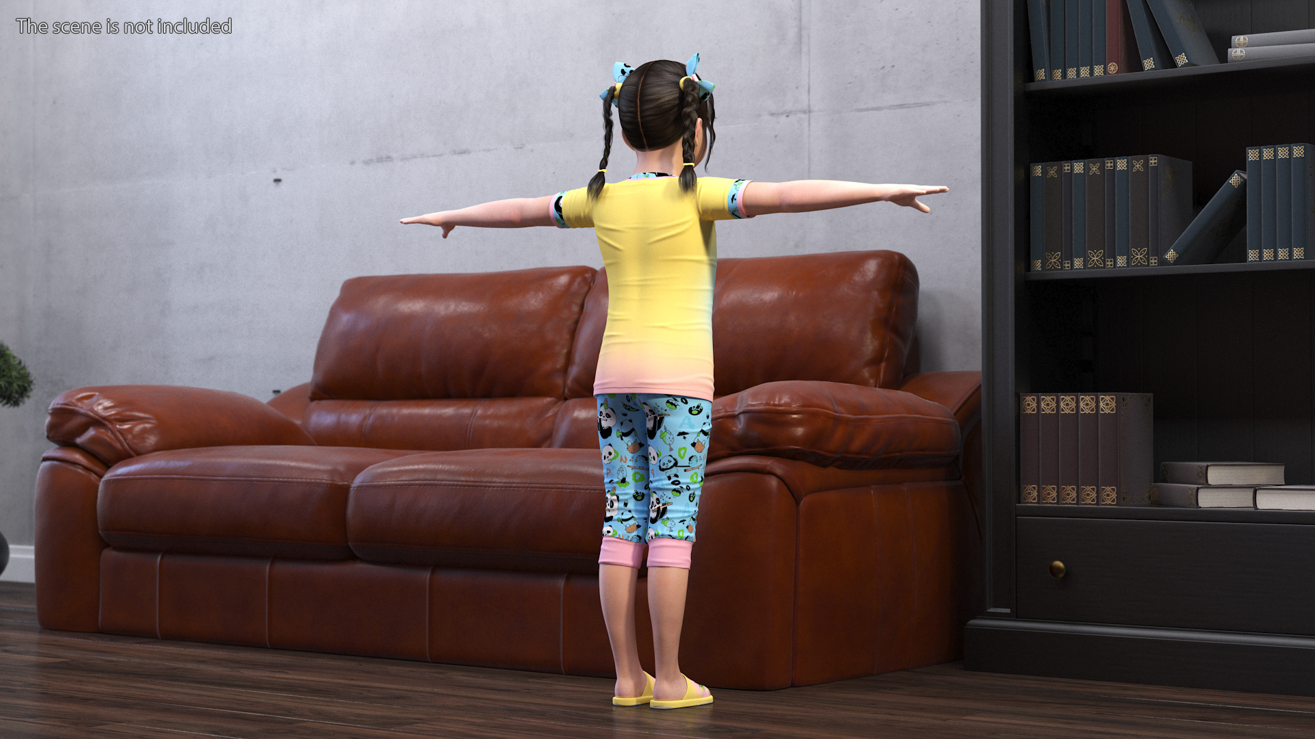 3D Asian Girl Baby in Pajamas Rigged model