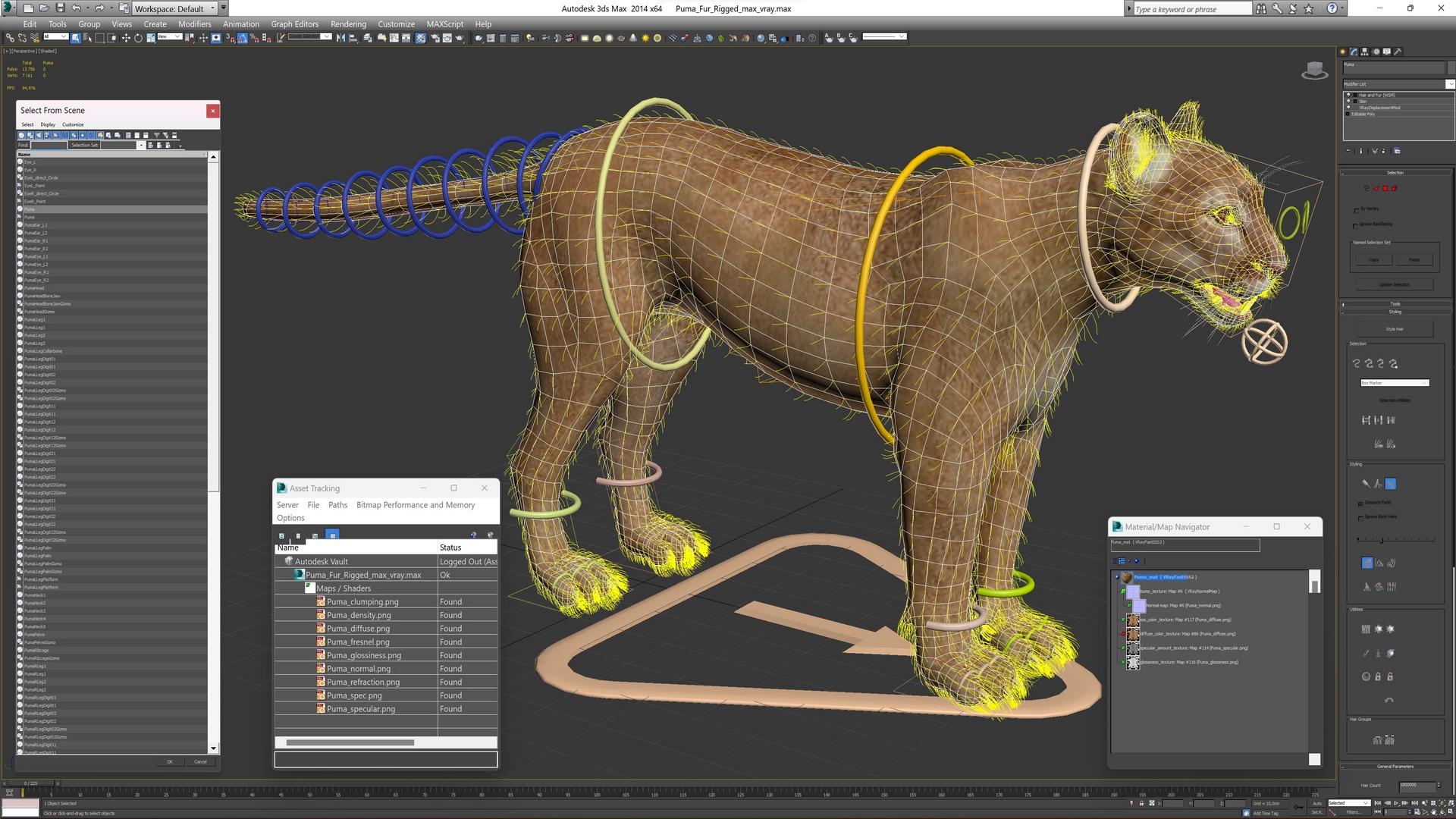 3D model Puma Fur Rigged