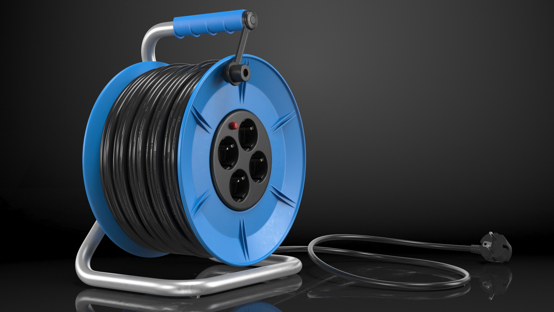 3D Retractable Extension Cord Reel with Electric Outlets model