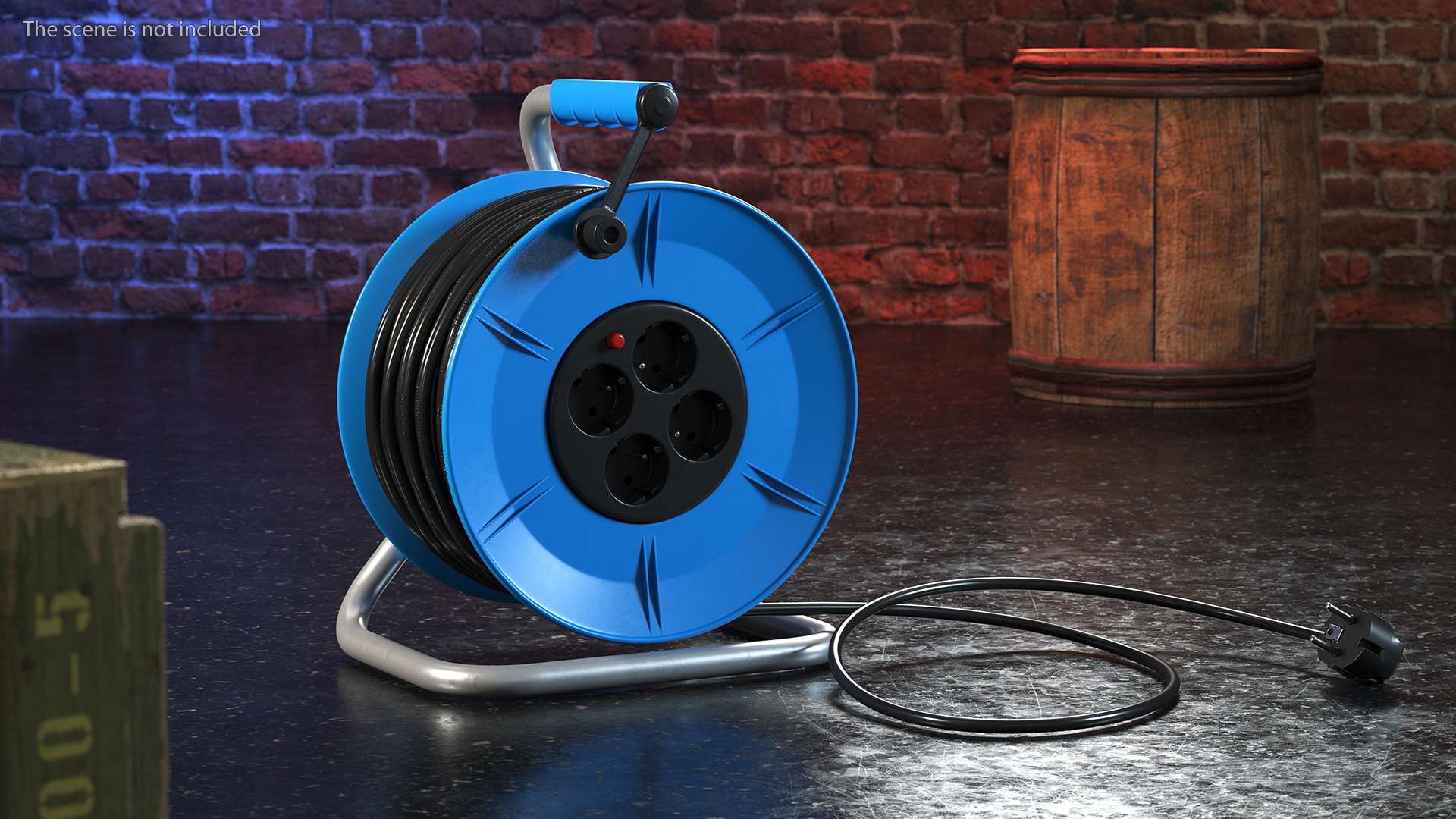 3D Retractable Extension Cord Reel with Electric Outlets model