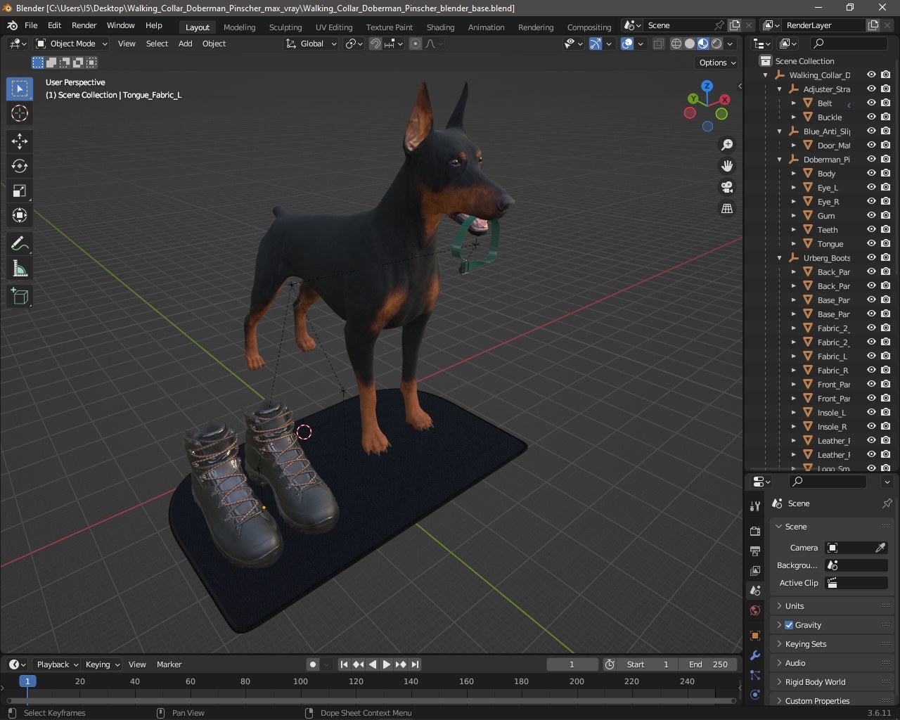 Walking Collar Doberman Pinscher 3D