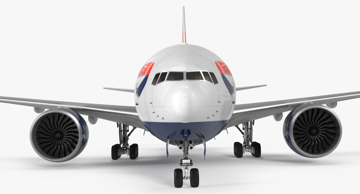 Boeing 777 200ER British Airways Rigged 3D model