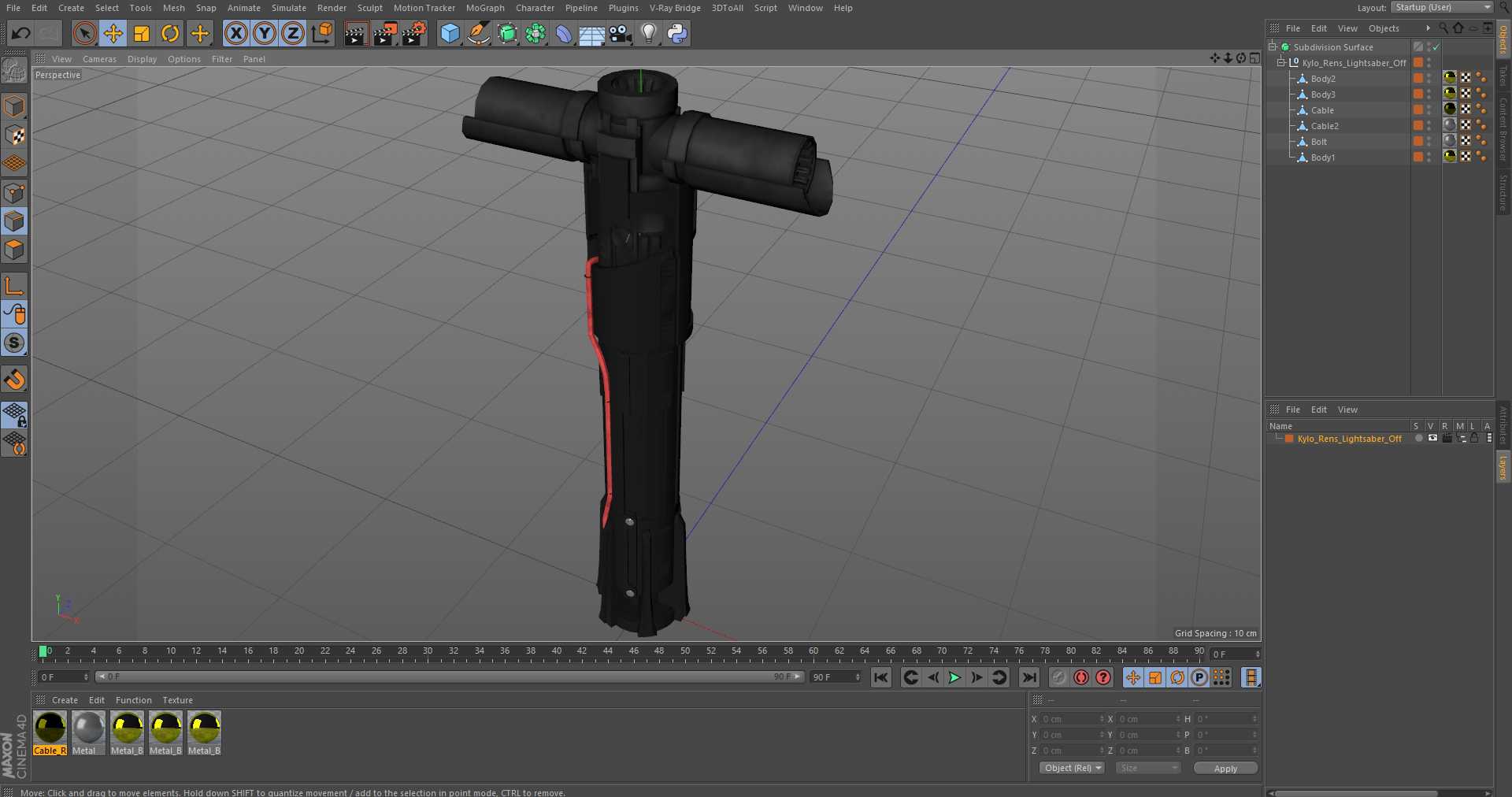 Kylo Rens Lightsaber Off 3D model