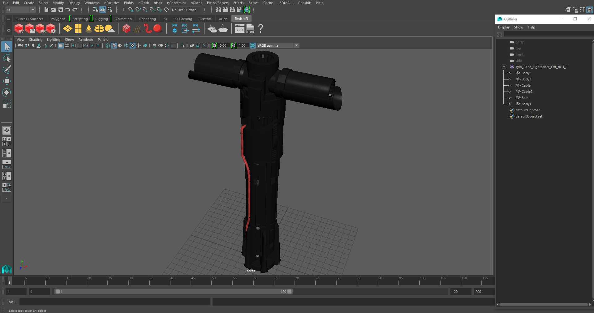 Kylo Rens Lightsaber Off 3D model