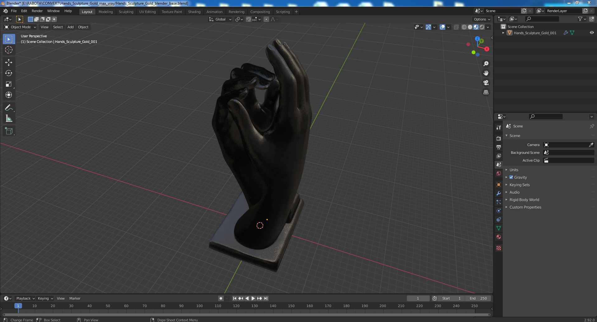 3D model Hands Sculpture Gold