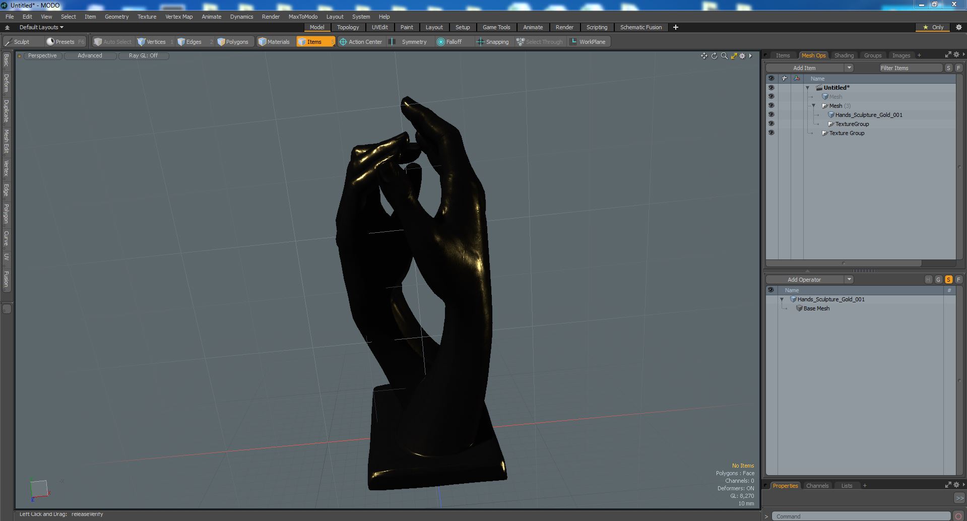 3D model Hands Sculpture Gold