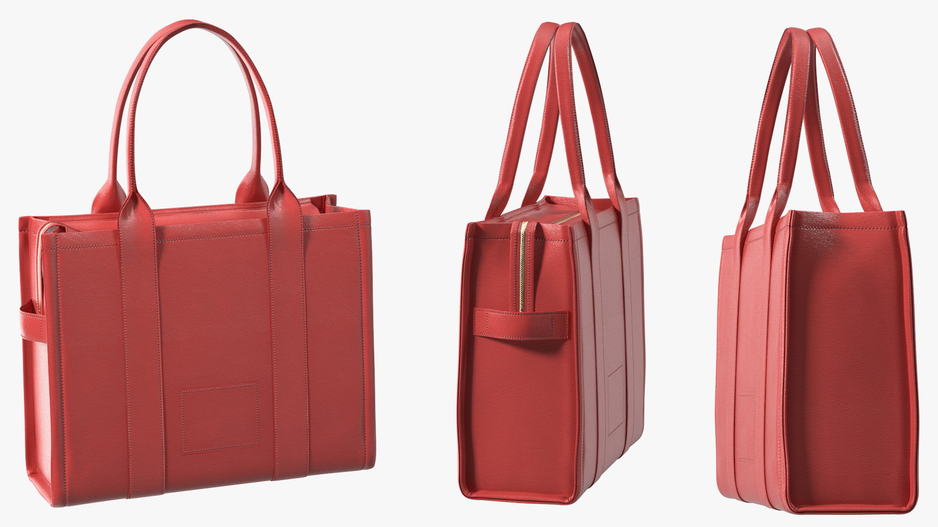 Designer Leather Bag Red 3D model