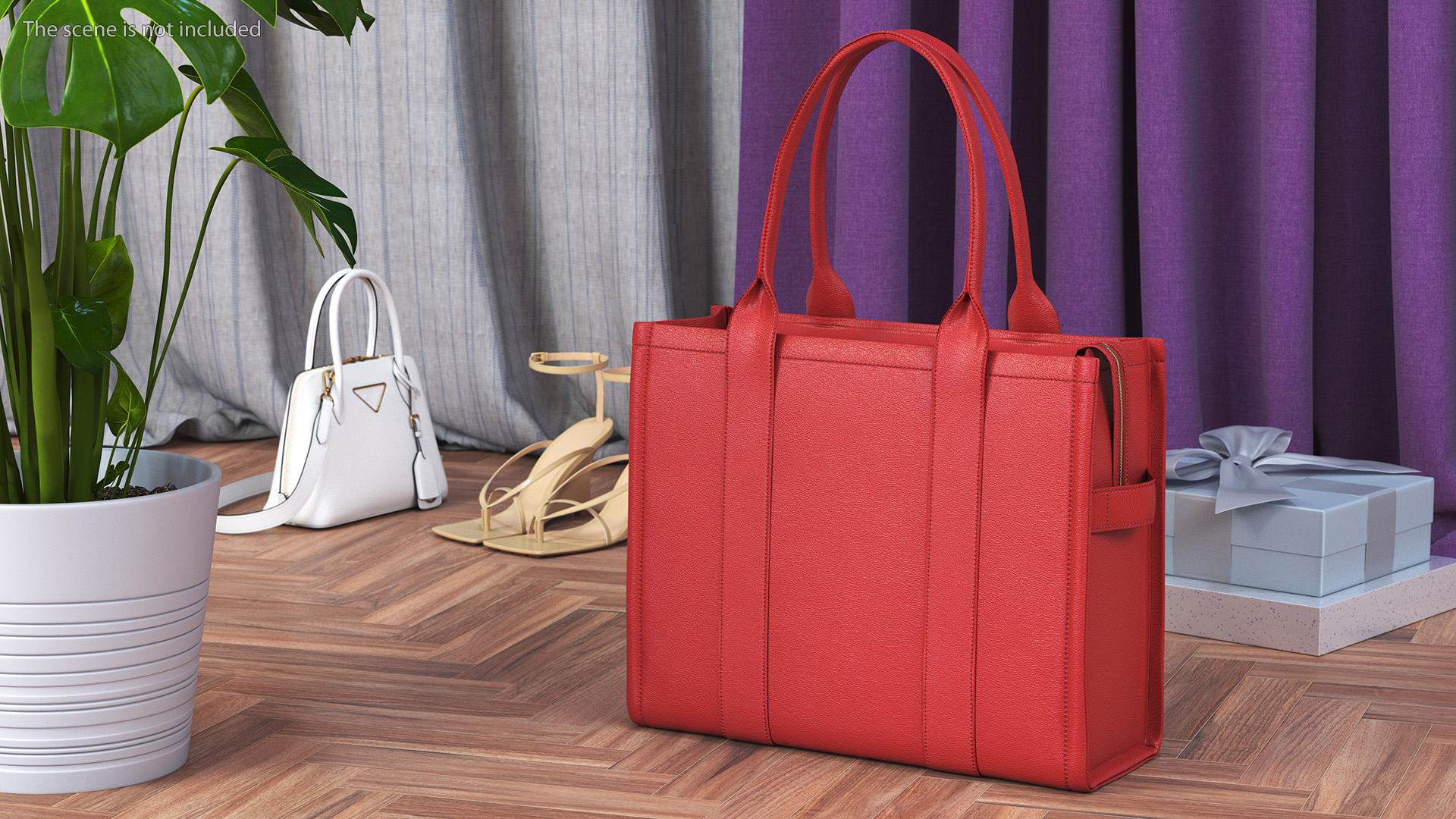 Designer Leather Bag Red 3D model