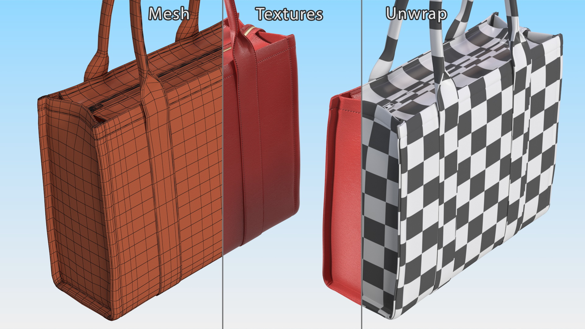 Designer Leather Bag Red 3D model