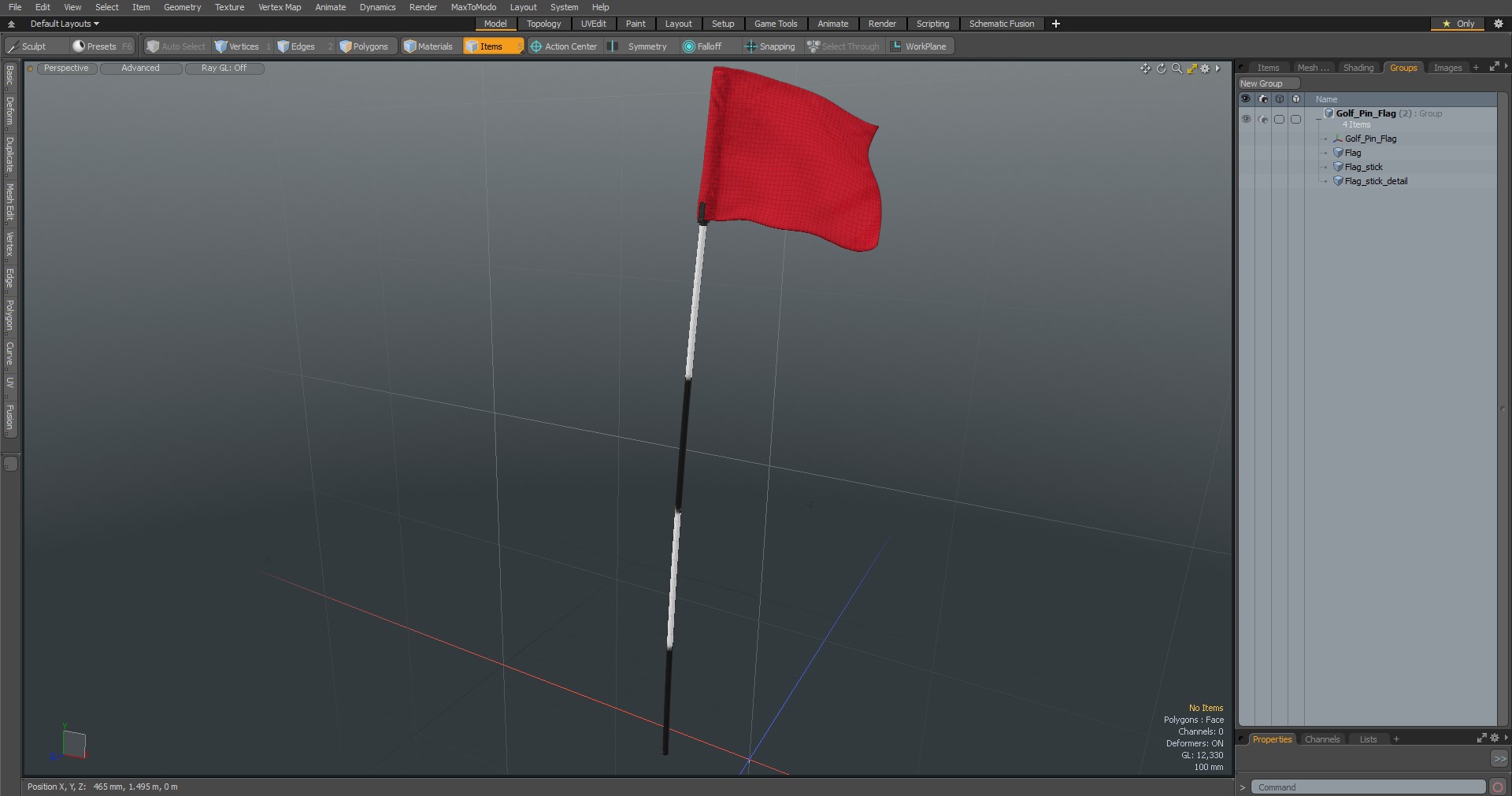 3D Golf Pin Flag model