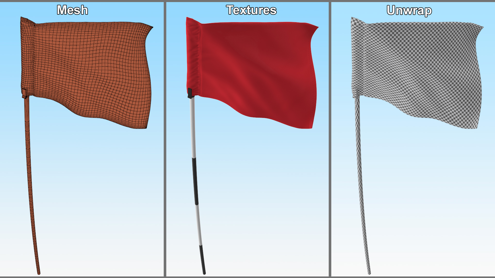 3D Golf Pin Flag model