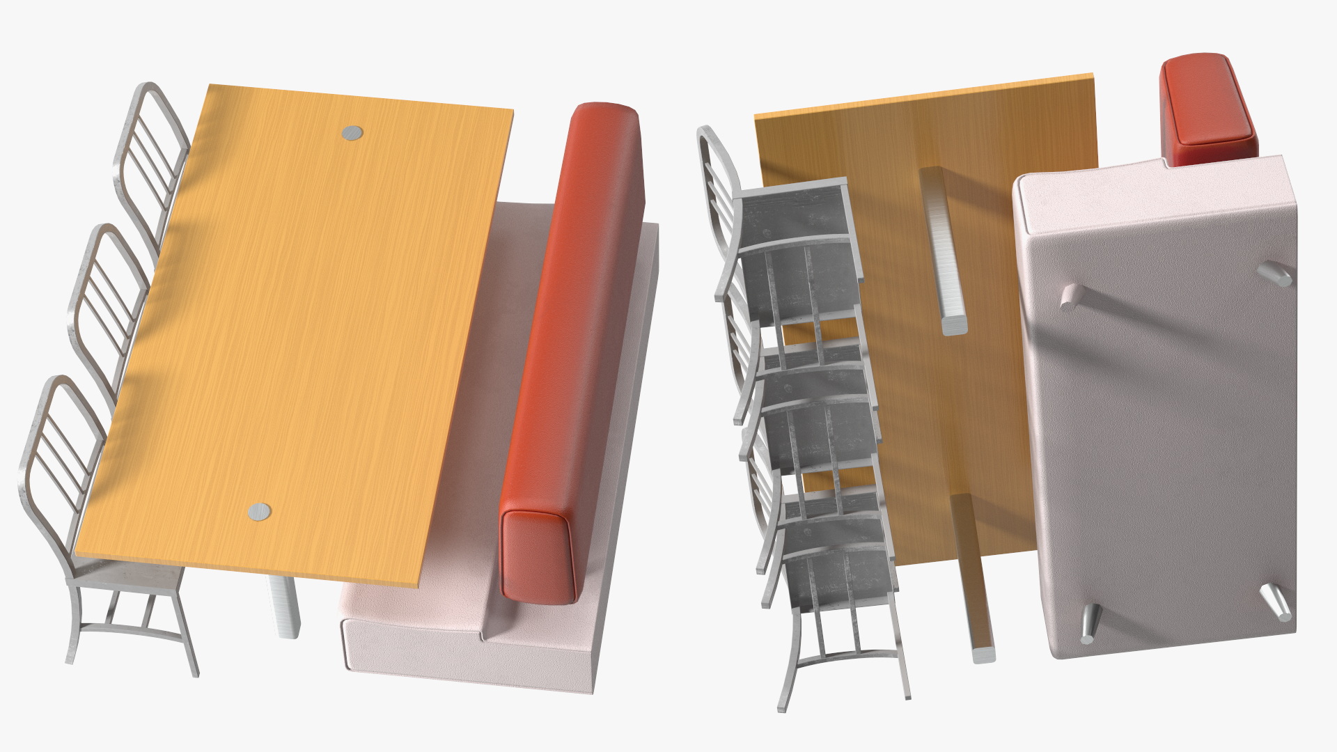 Fast Food Table and Seating 3D