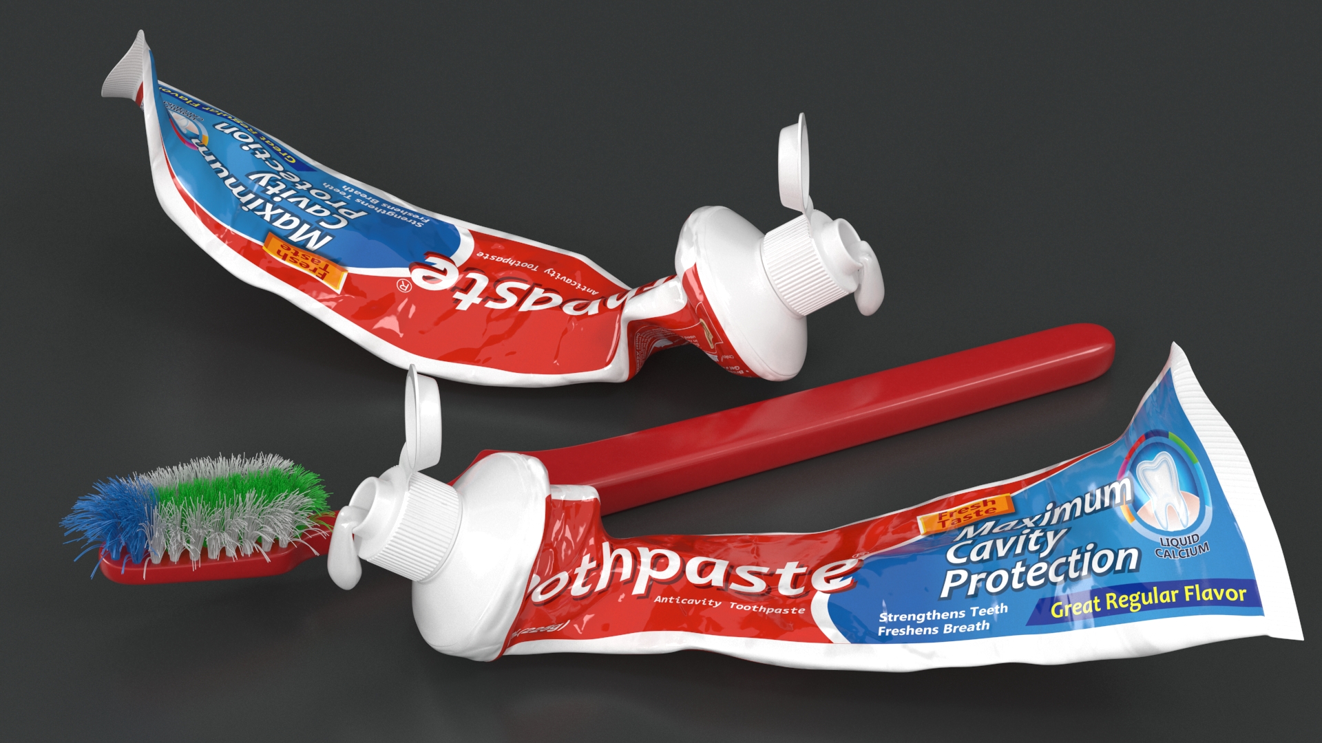 3D Used Brush with Toothpaste