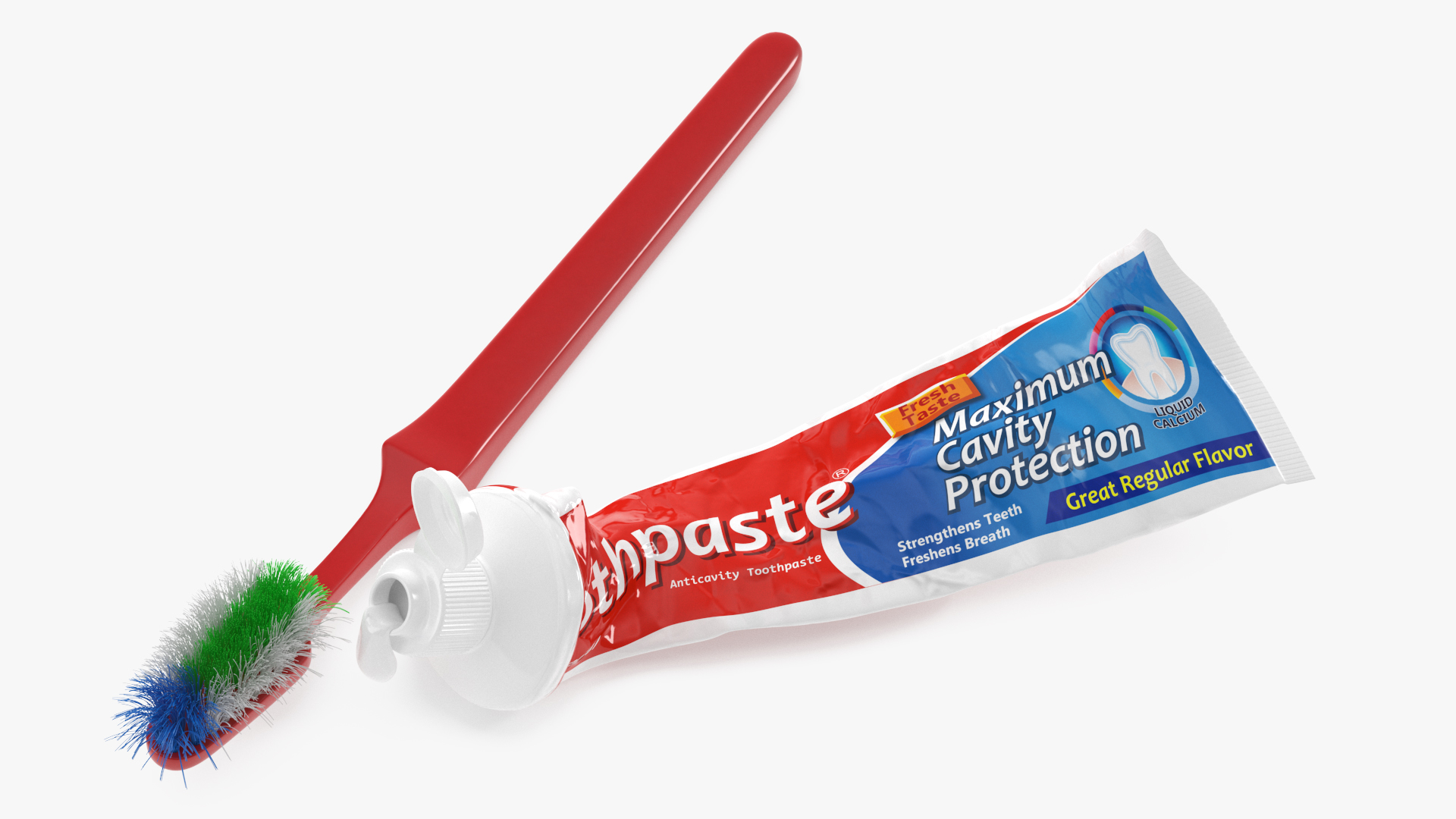 3D Used Brush with Toothpaste