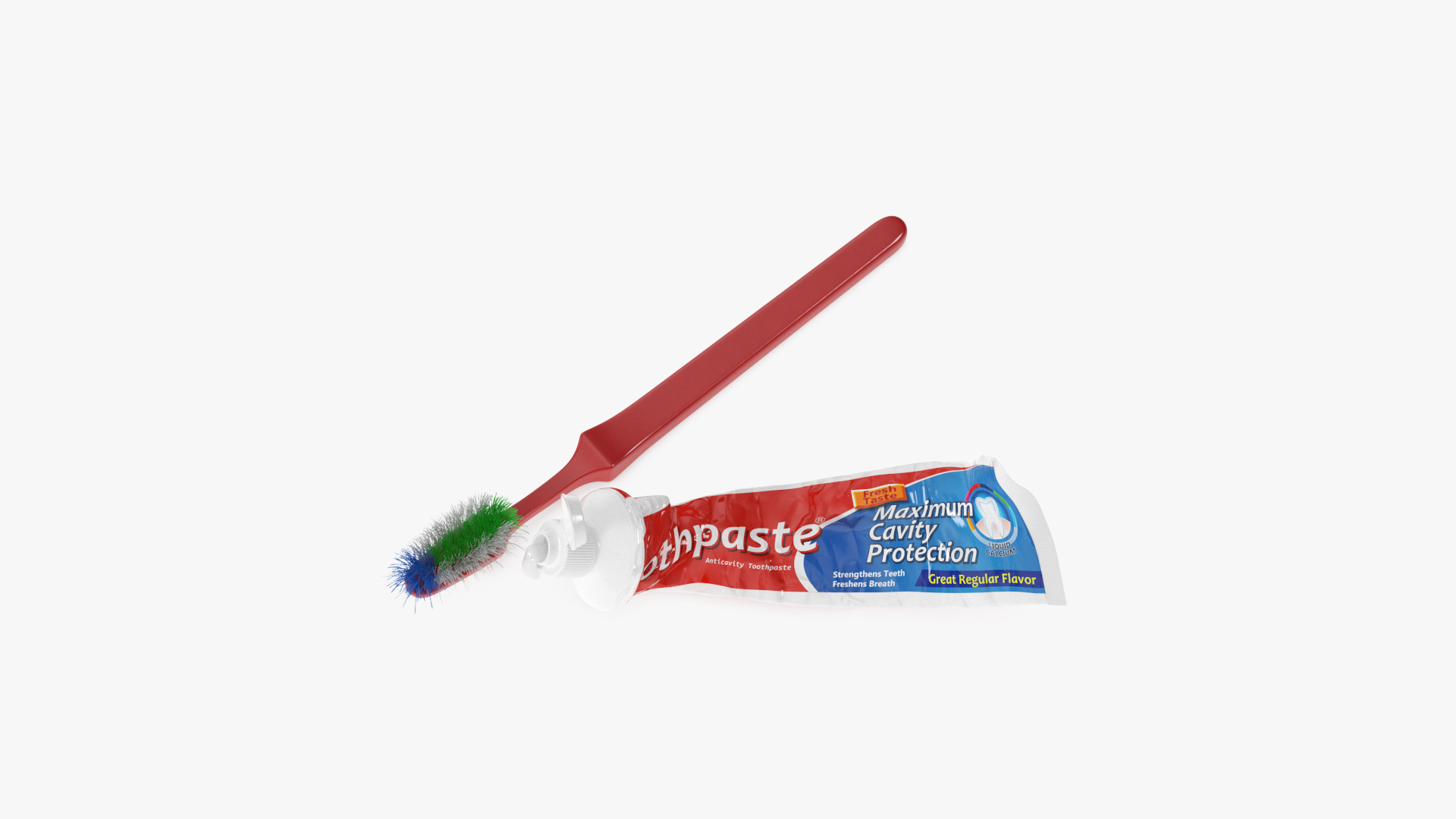 3D Used Brush with Toothpaste