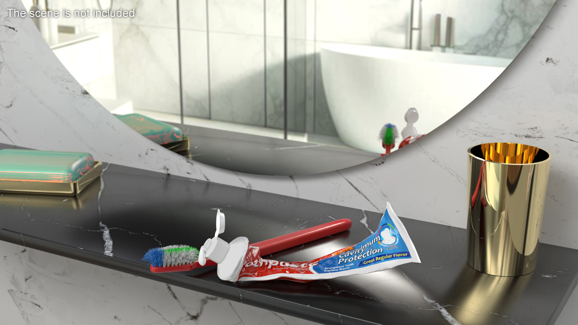 3D Used Brush with Toothpaste