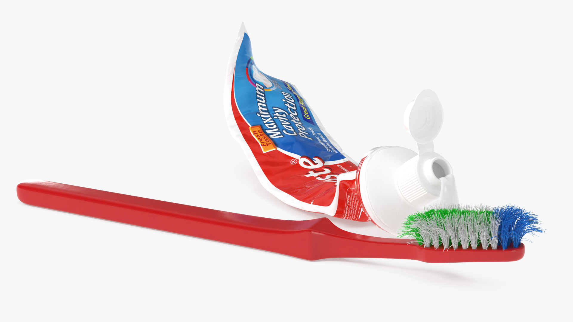 3D Used Brush with Toothpaste