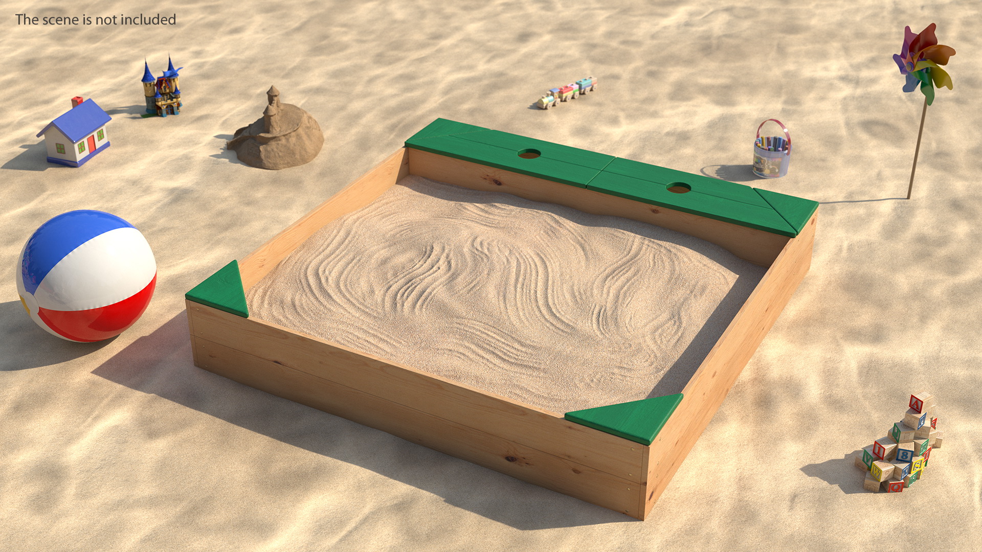 Wood Sandpit with Storage Box 3D model