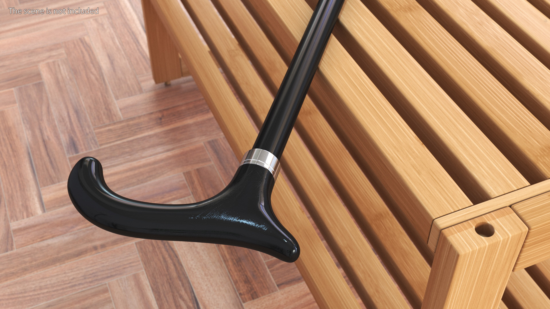 Adjustable Walking Cane with Curved Handle 3D