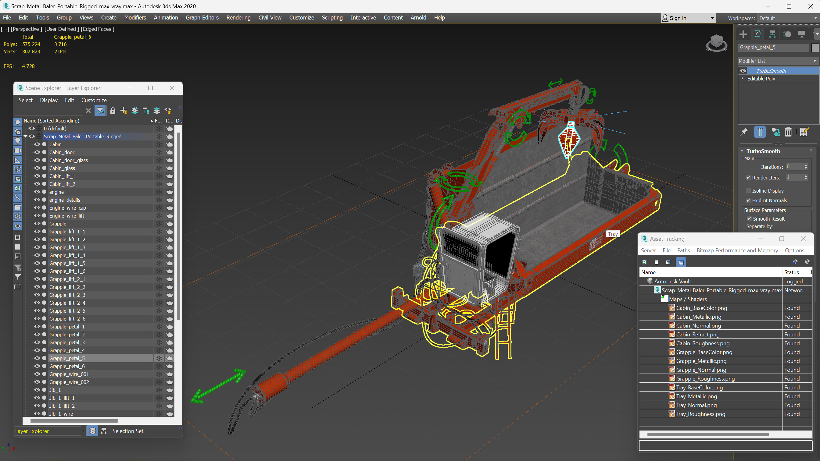 3D Scrap Metal Baler Portable Rigged model