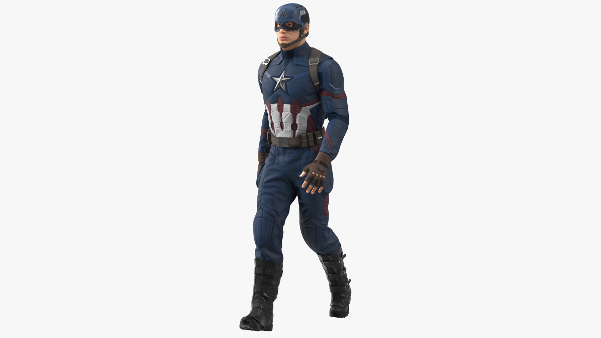 3D Character Captain America in Shabby Suit Rigged for Maya