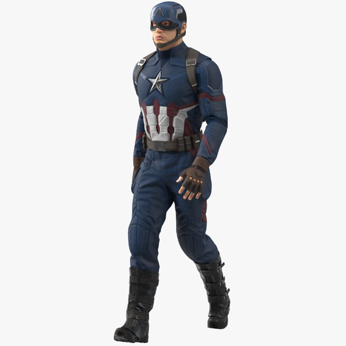 3D Character Captain America in Shabby Suit Rigged for Maya