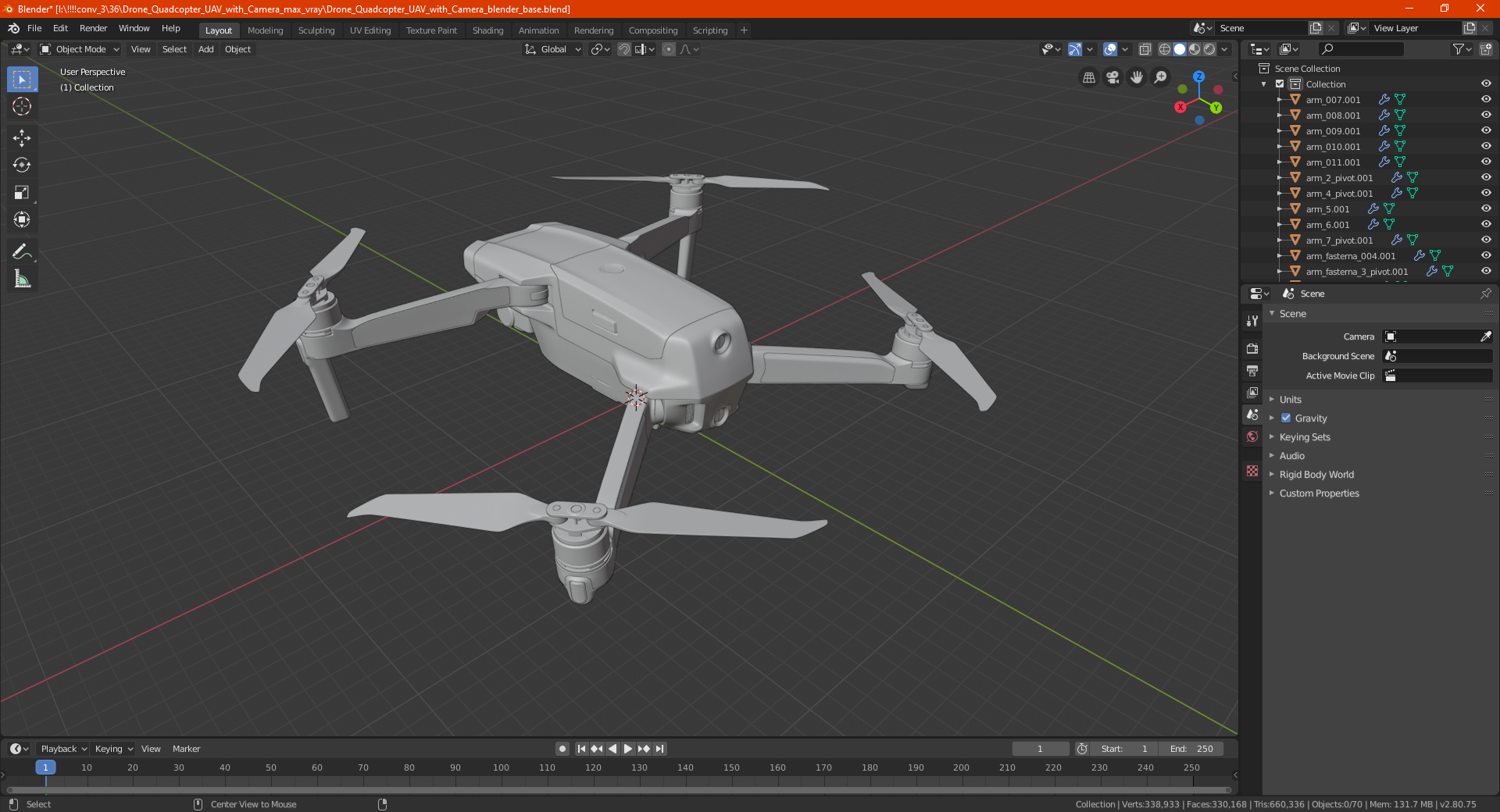 Drone Quadcopter UAV with Camera 3D