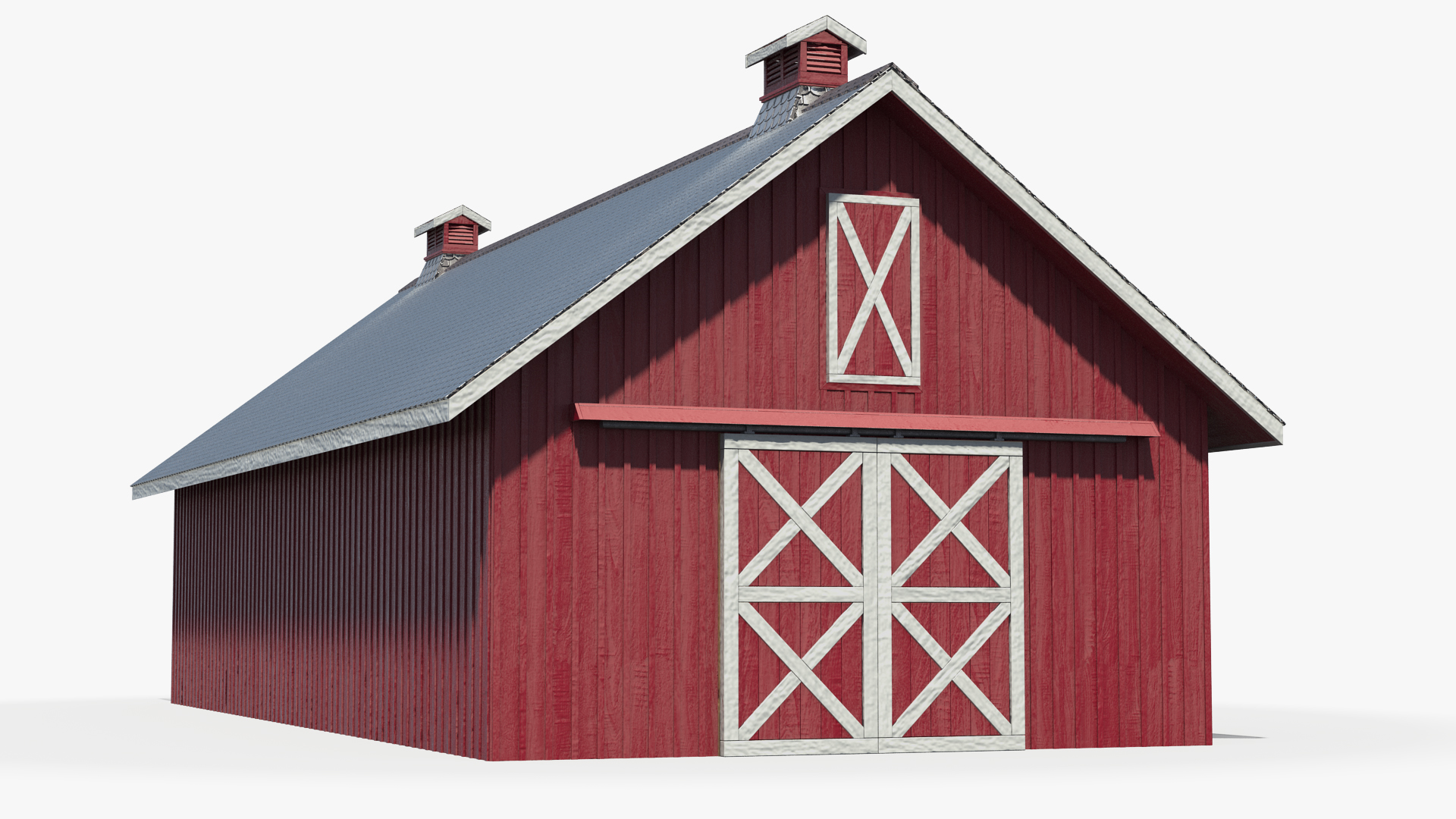 3D model Red Wooden Farm Barn