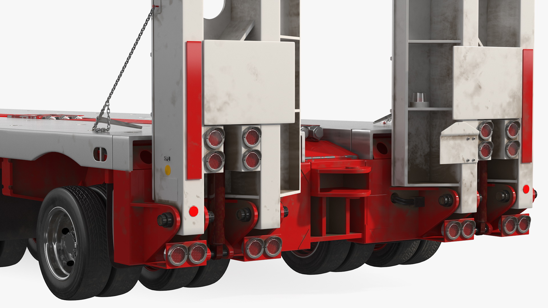 Cabover Truck with Steerable Heavy Transport Trailer 3D