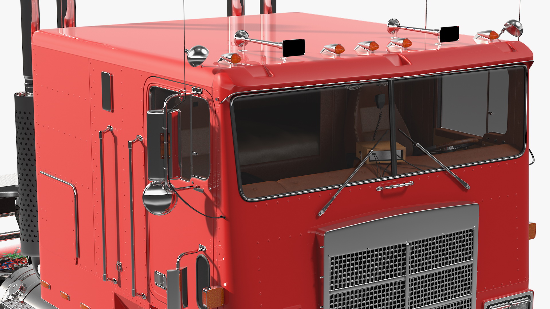 Cabover Truck with Steerable Heavy Transport Trailer 3D