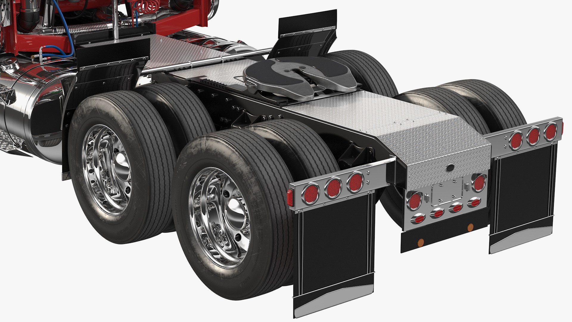 Cabover Truck with Steerable Heavy Transport Trailer 3D