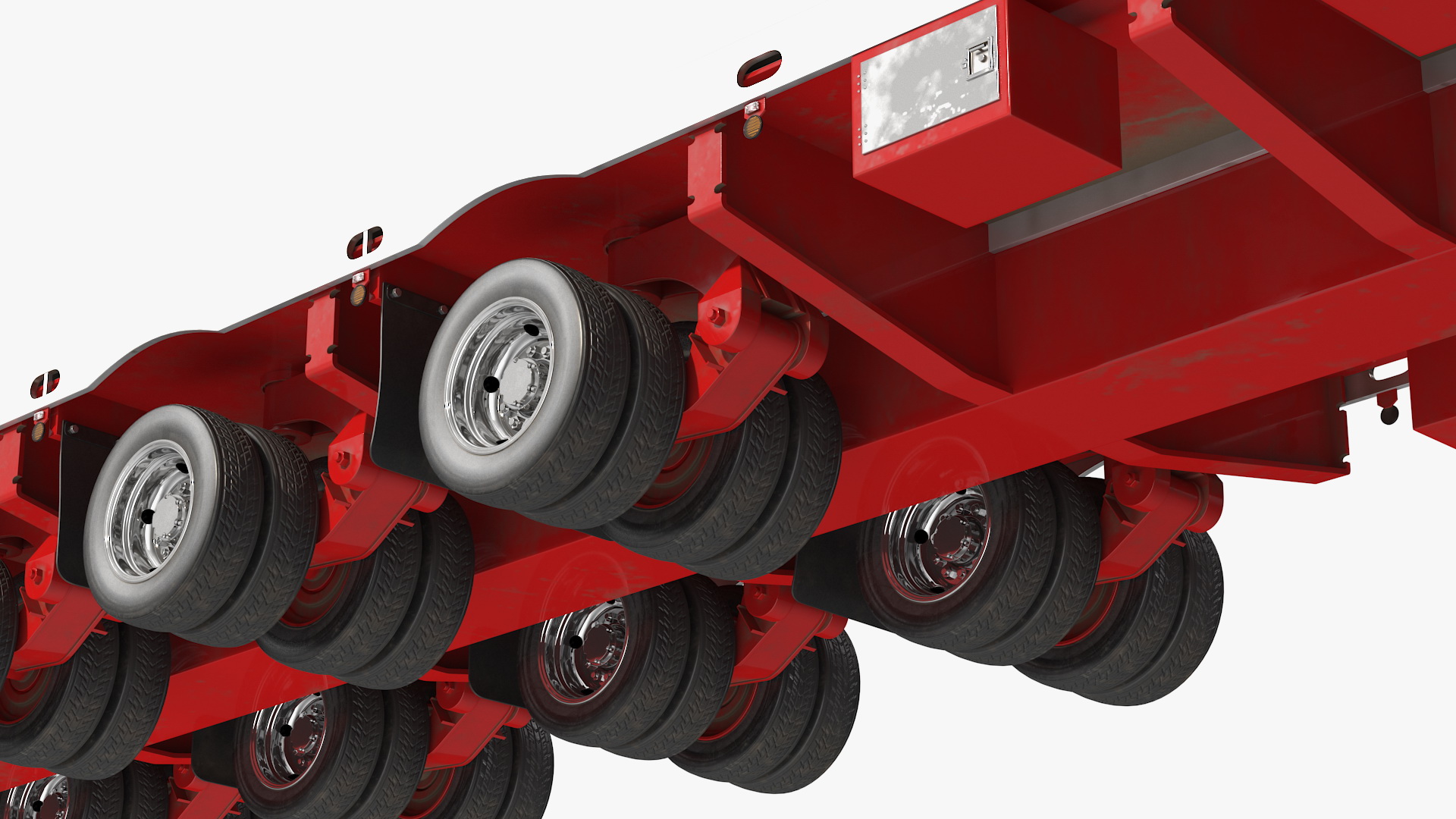 Cabover Truck with Steerable Heavy Transport Trailer 3D