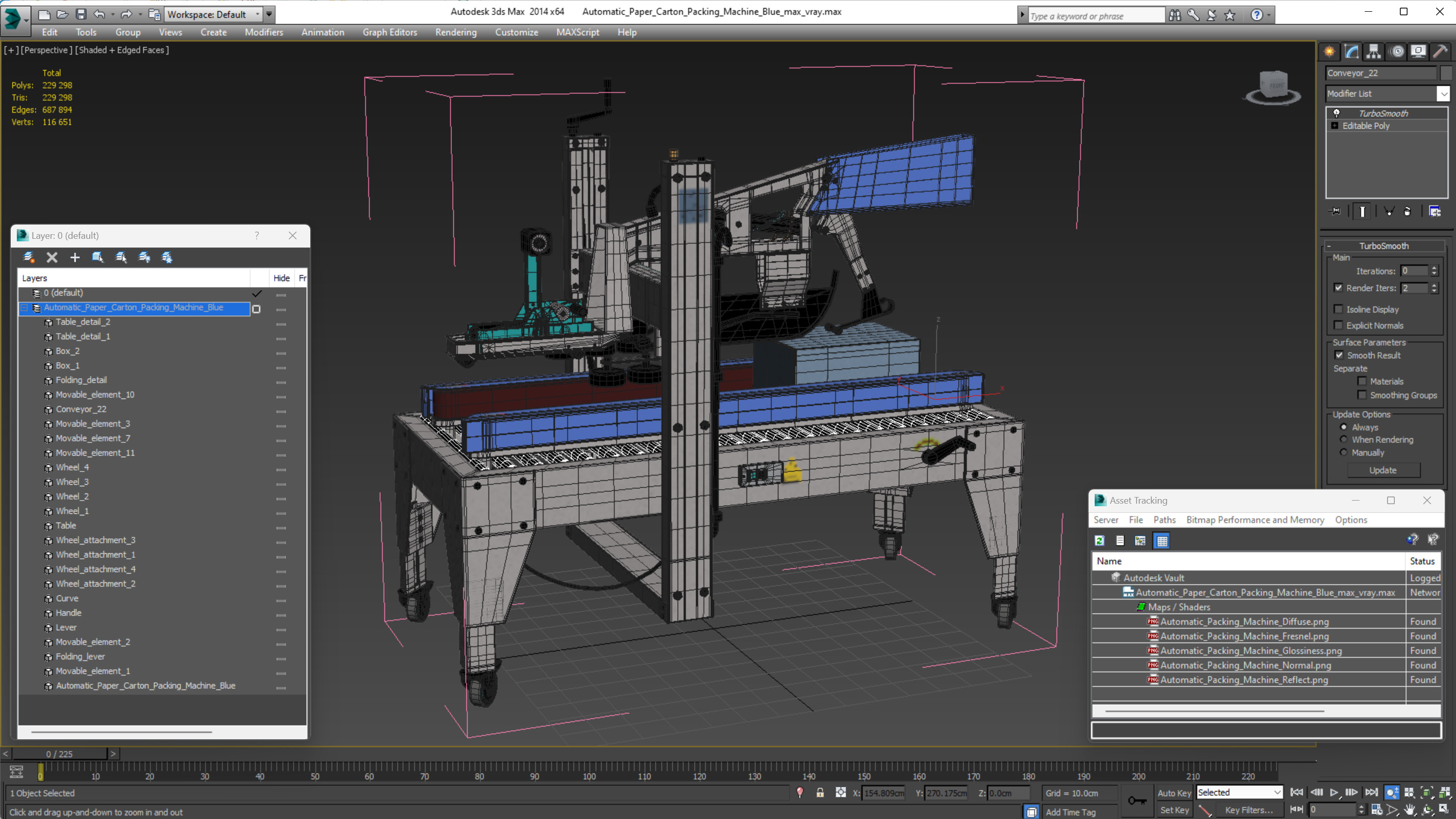 3D Automatic Paper Carton Packing Machine Blue model