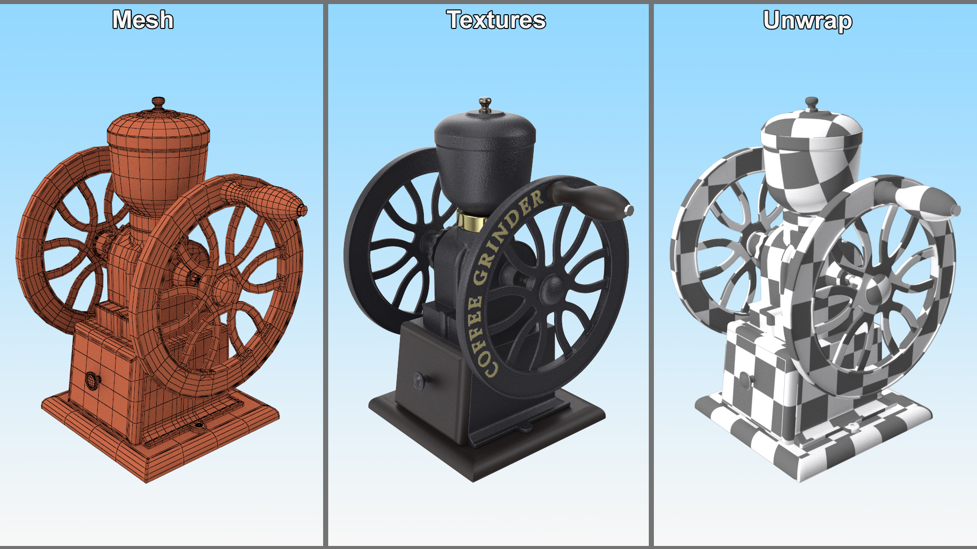 3D Retro Style Manual Coffee Grinder model