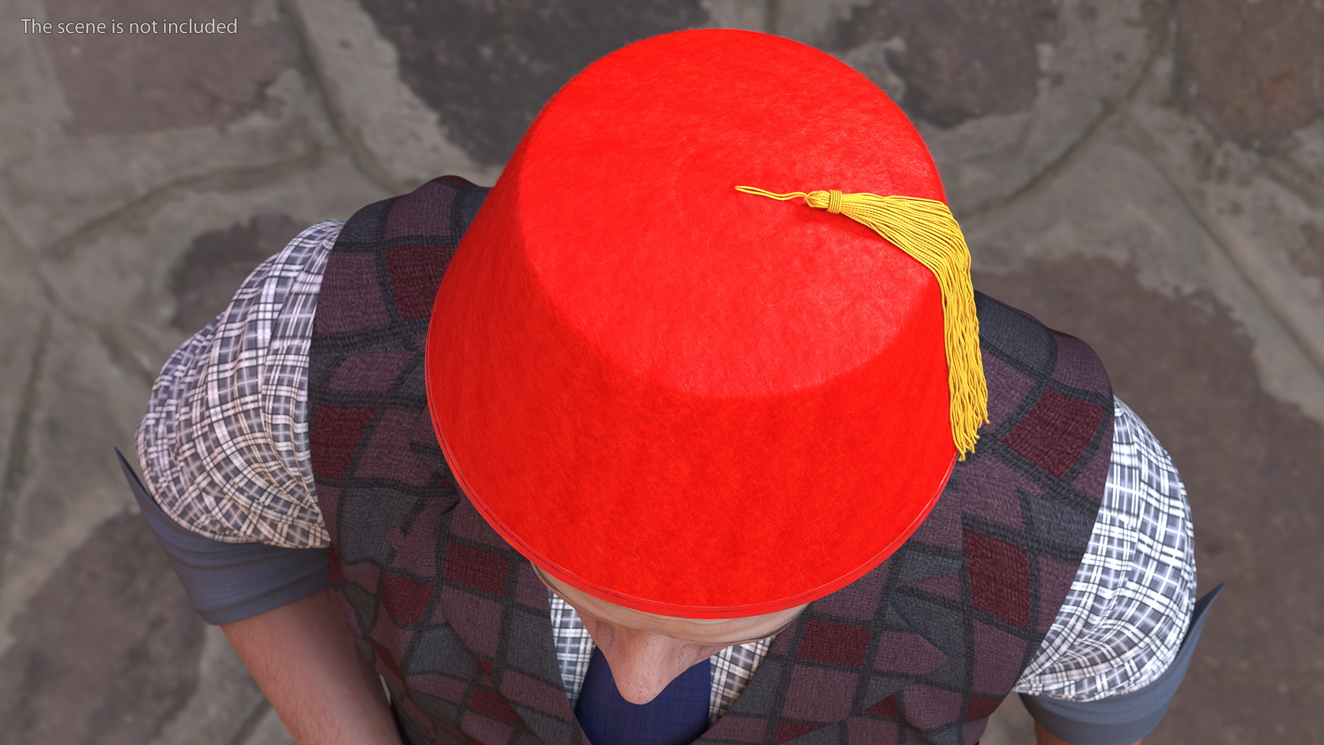 3D Traditional Arabic Red Fez Hat With Yellow Tassel Fur model