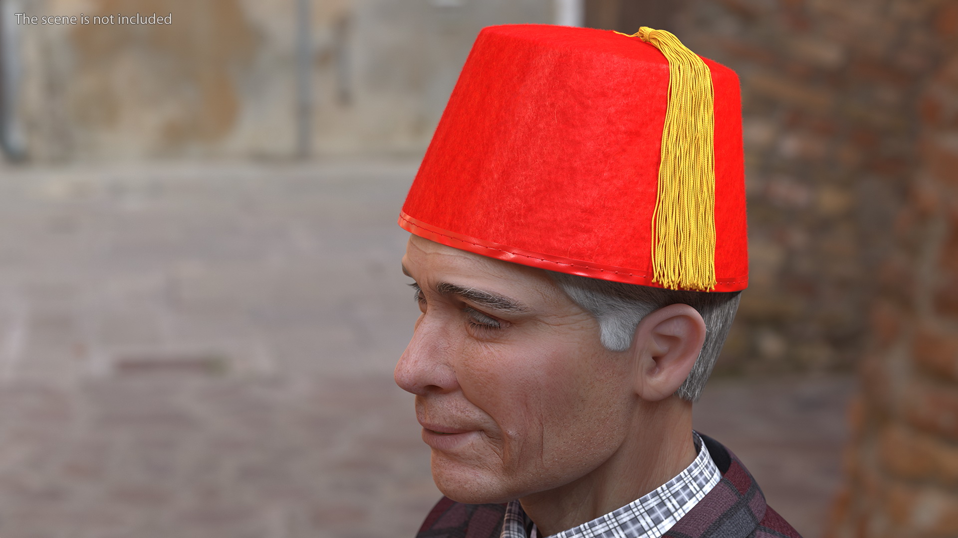 3D Traditional Arabic Red Fez Hat With Yellow Tassel Fur model