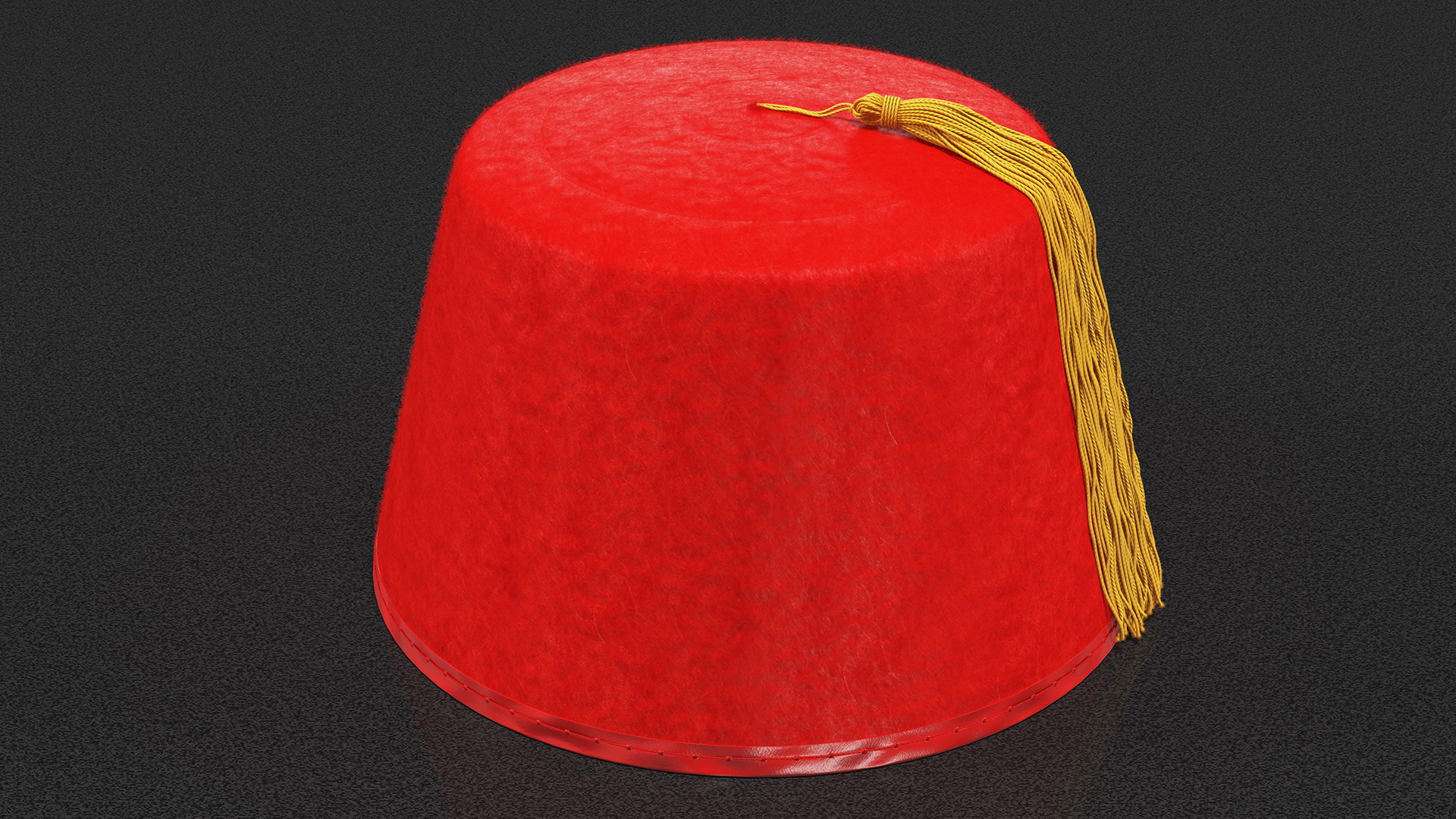 3D Traditional Arabic Red Fez Hat With Yellow Tassel Fur model