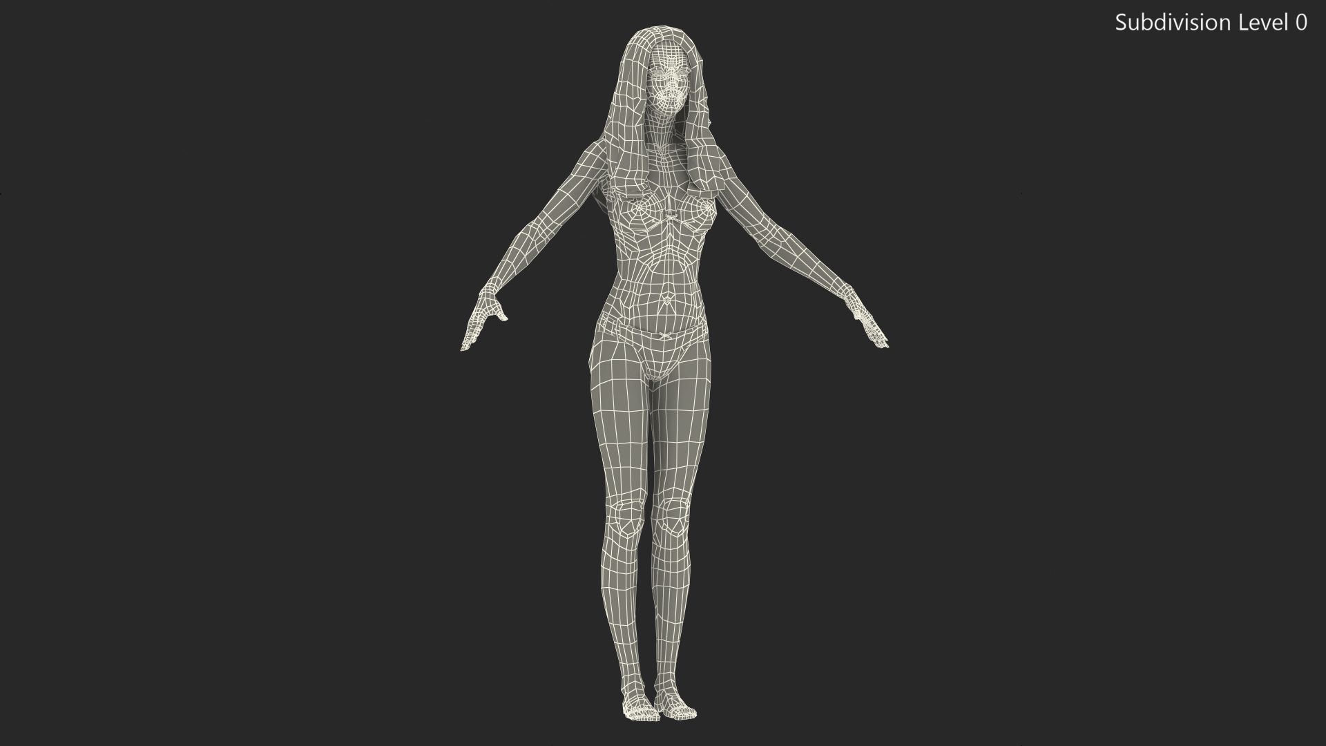 Chinese Woman Lingerie T-pose 3D model