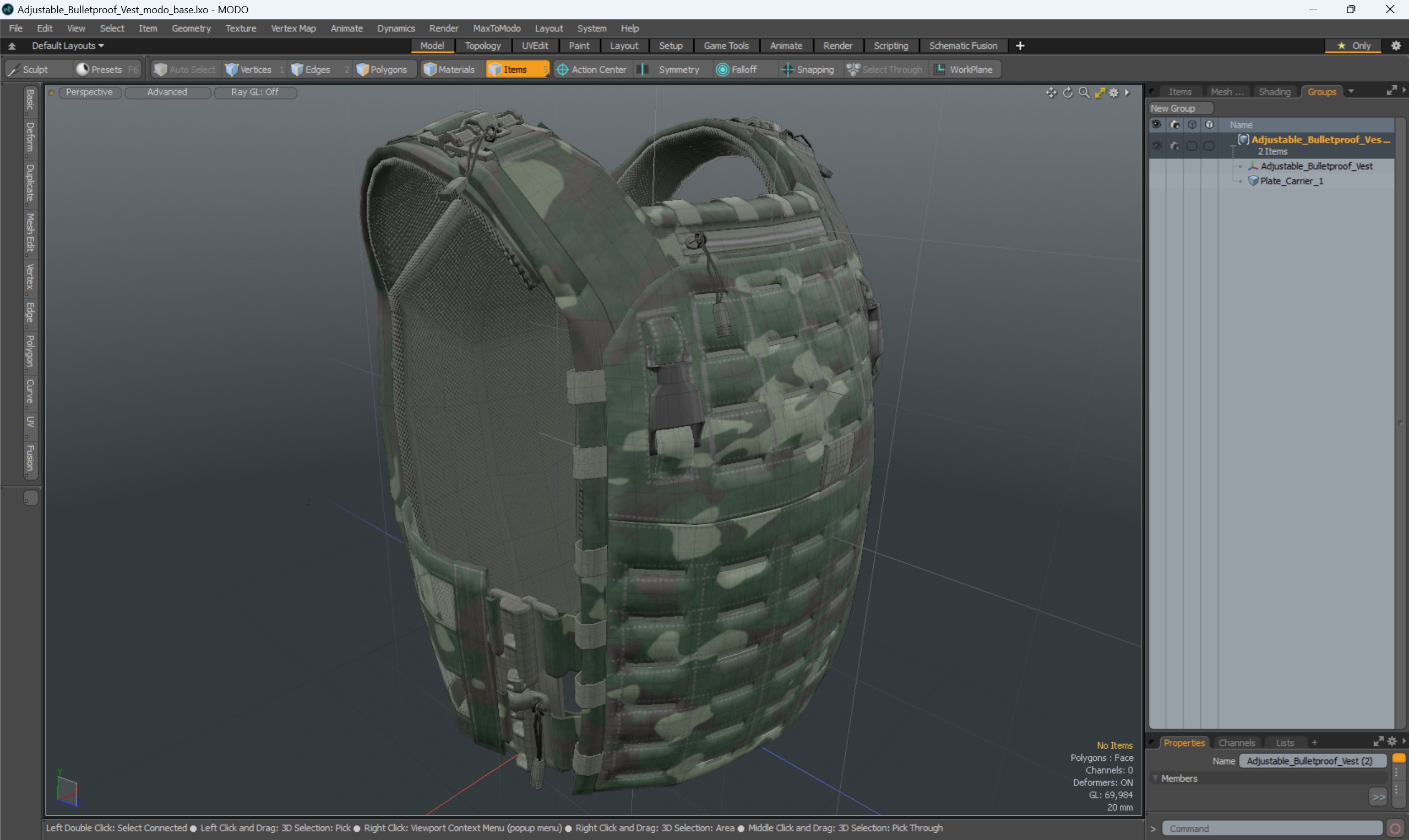 Adjustable Bulletproof Vest 3D